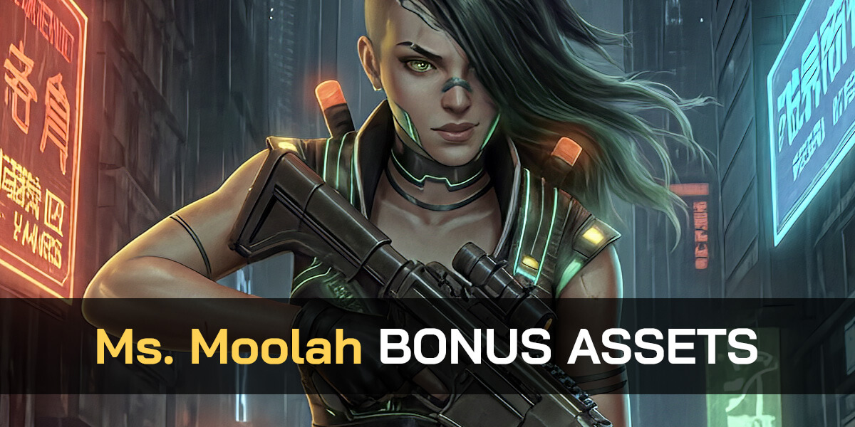 Ms. Moolah Bonus assets and Ms. Moolah in the back